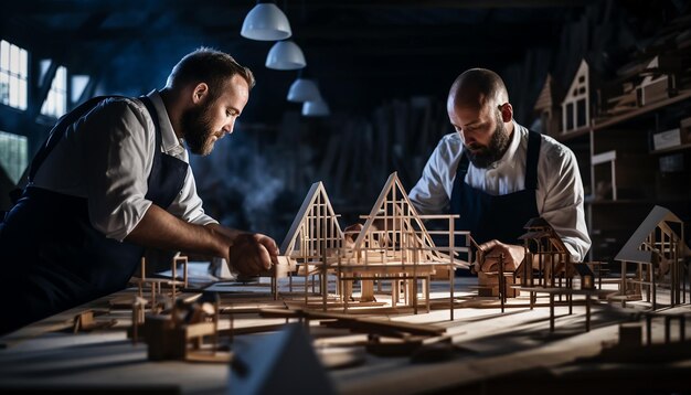 Foto fotografia di architetti che lavorano in modalità architettonica fatta a mano