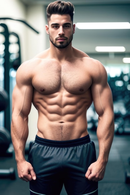 Photography of Attractive fit man in the gym Generative AI