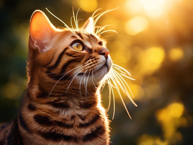 Photo photography of bengal cat with epic details in bright setting