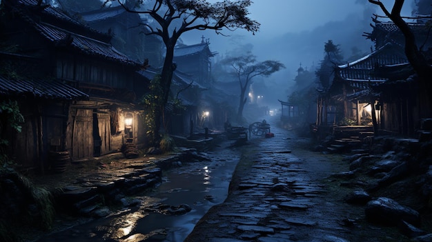 Photography of Chinese rural village wallpaper AI generated picture