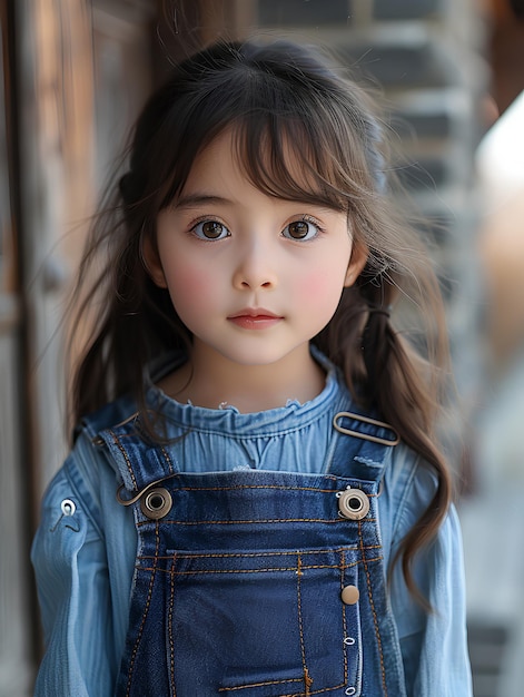 Photography A Chinese Years Old Little Girl Dark Brown