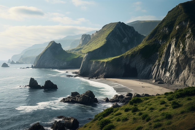 崖や孤立した湾の沿岸風景の写真撮影