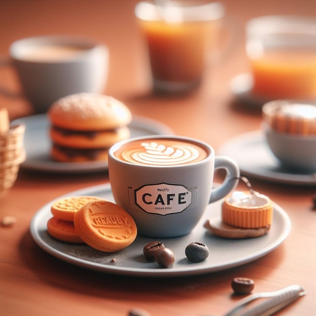 맛있는 커피 컵의 사진 디자인 소니 카메라