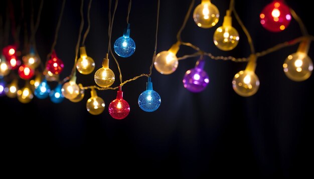 Foto una fotografia di una stringa festiva di luci colorate della vigilia di capodanno