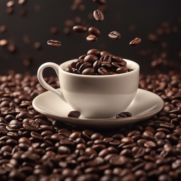 Photo photography of floating coffee with blurred background