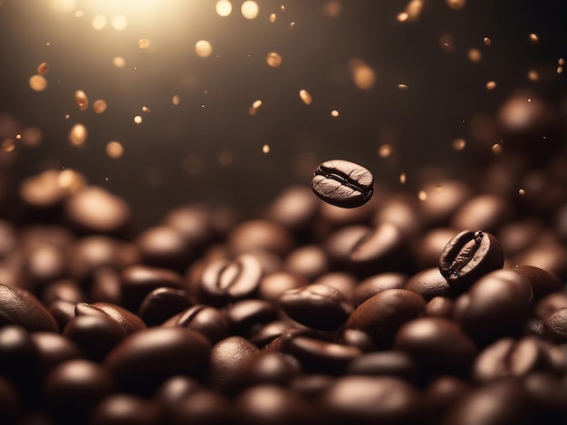 Photography of floating coffee with blurred background