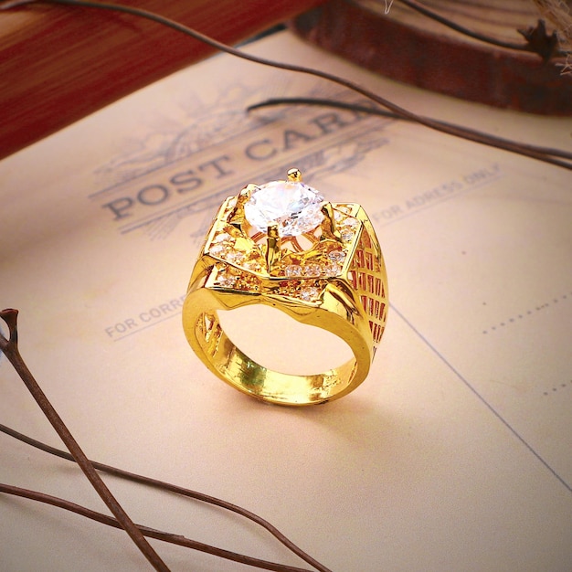 22k Gold Ring Beautiful Enameled Stone Studded Ladies Jewelry Select Size  Ring50 | eBay