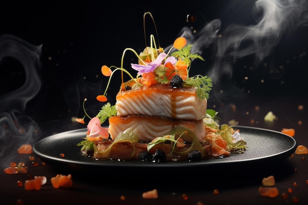 Photo photography of gourmet dishes at michelinstarred restaurants