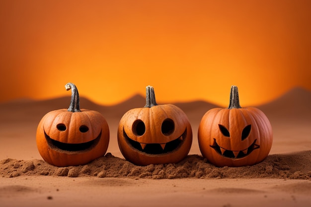 photography of a group of jack o lanterns