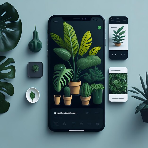 Photography of an iPhone with a modern user interface of vector illustration