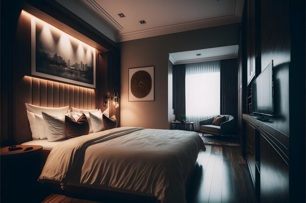 Photography luxury bedroom in hotel