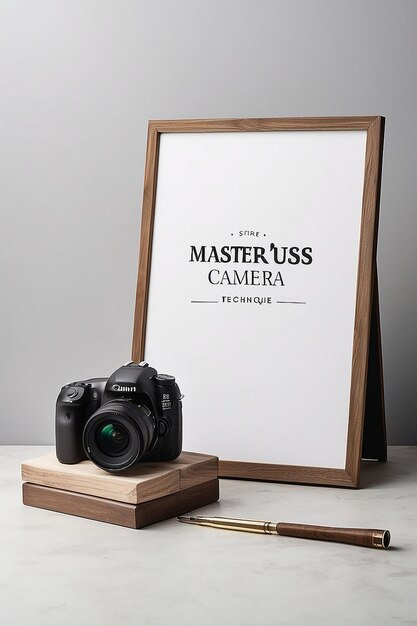 Photography Masterclass Camera Techniques Signage Mockup with blank white empty space for placing your design