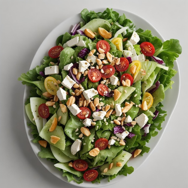 Photography of mixed vegetable salad on an isolated background