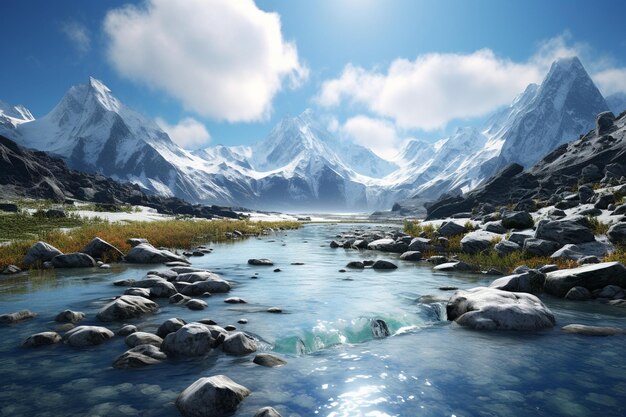 Photography of mountain landscapes with crystal clear rivers