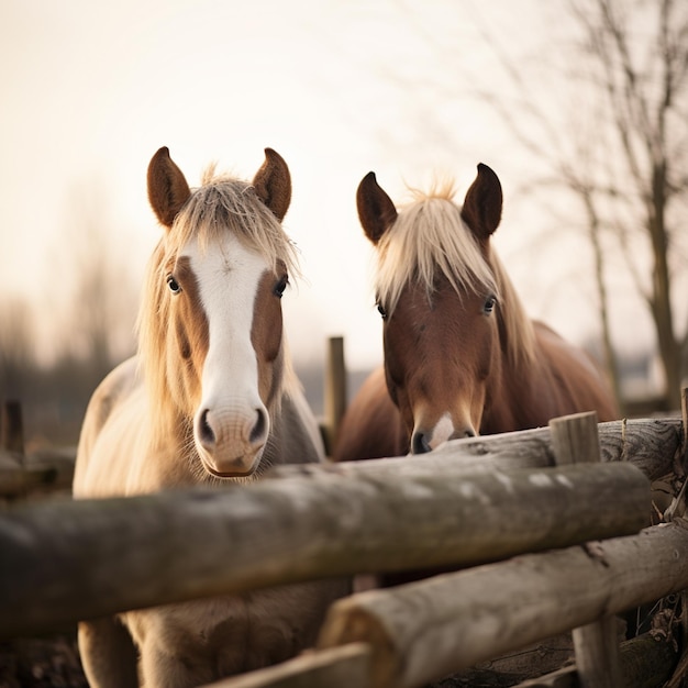 photography and painting horses are standing next to a wooden fence