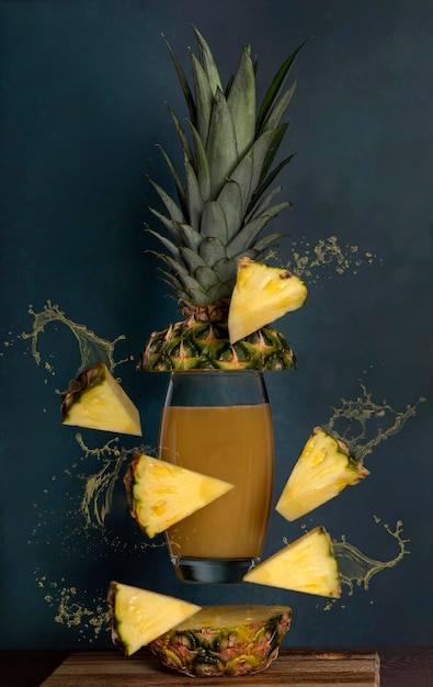Foto fotografia del succo di ananas