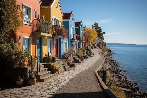 Photography of a Row of Brightly Colored Houses