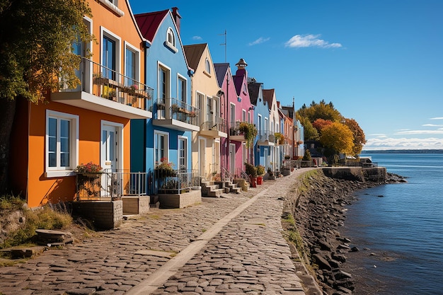 Photography of a Row of Brightly Colored Houses