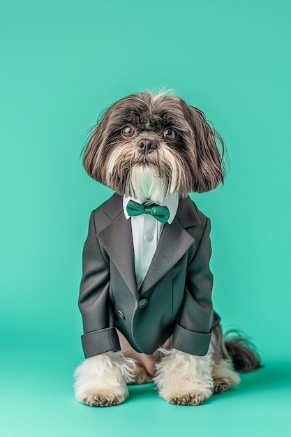 Photo photography of a shih tzu dog in suit