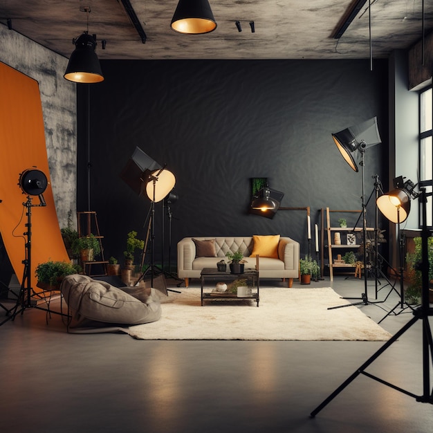 Photography Studio lights Minimal Style AI generated