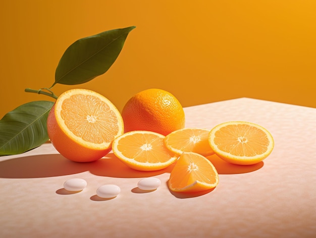 Photography of a tablets and cut orange slices