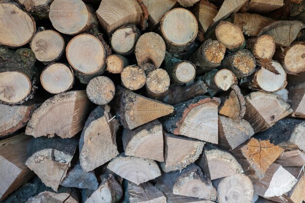 Photography on theme big wall of stacked oak tree