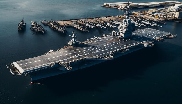 Photo photography view from drone aircraft carrier