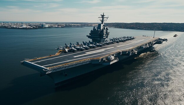 Photo photography view from drone aircraft carrier