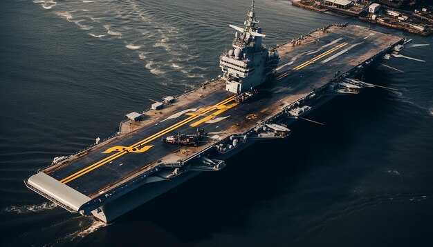 photography view from drone aircraft carrier