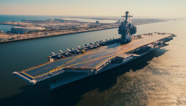 photography view from drone aircraft carrier