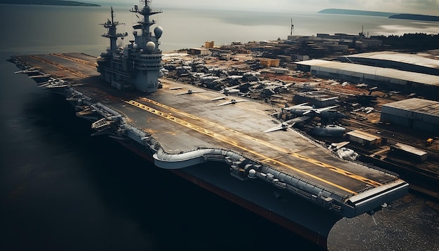 Photo photography view from drone aircraft carrier