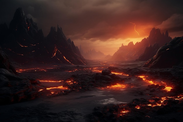 火山の風景の写真