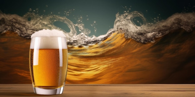 a photography of wave breaking in a glass of beer