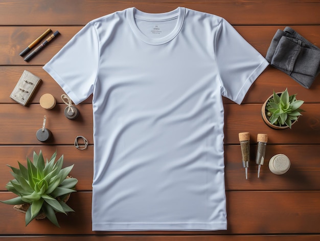 Photo photography of a white unisex tshirt mockup template picture