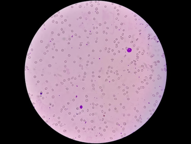 Photomicrograph of Leucoerythroblastic anemia with 40x