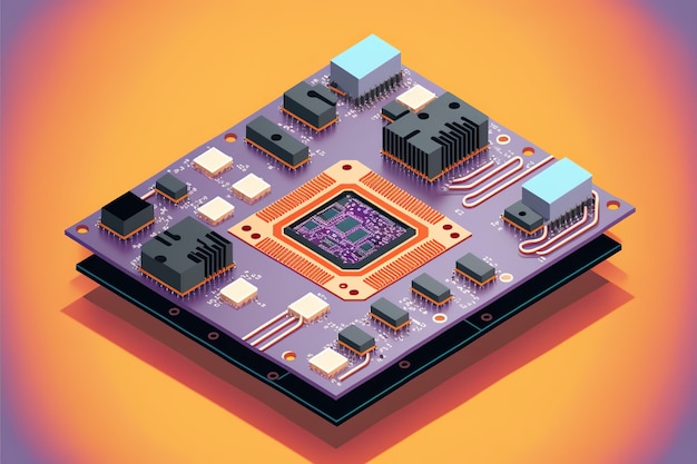 Photonic Silicon chips flat illustration