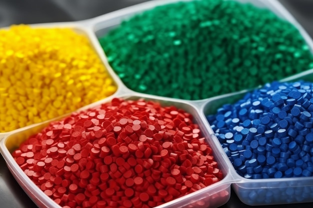 Photoraph of Polymeric dye Plastic pellets Colorant generative AI