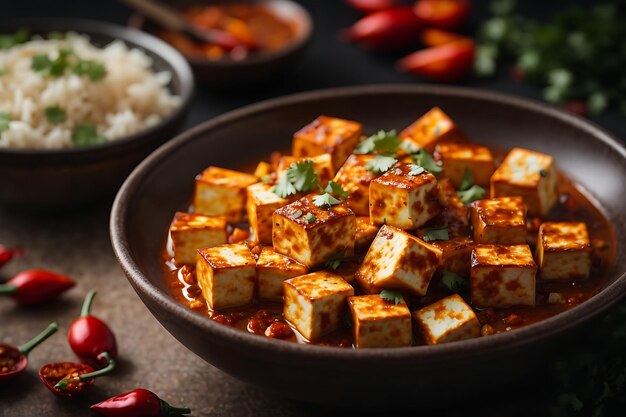 Photo photoreal chili garlic homemade paneer