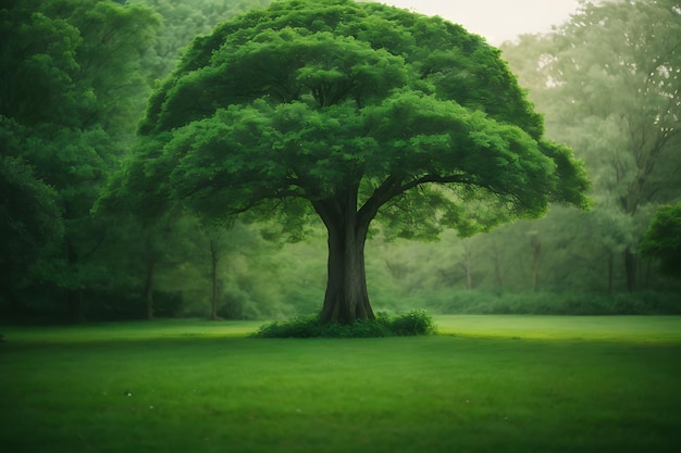 Фотореальный зеленый мир с деревянным фоном