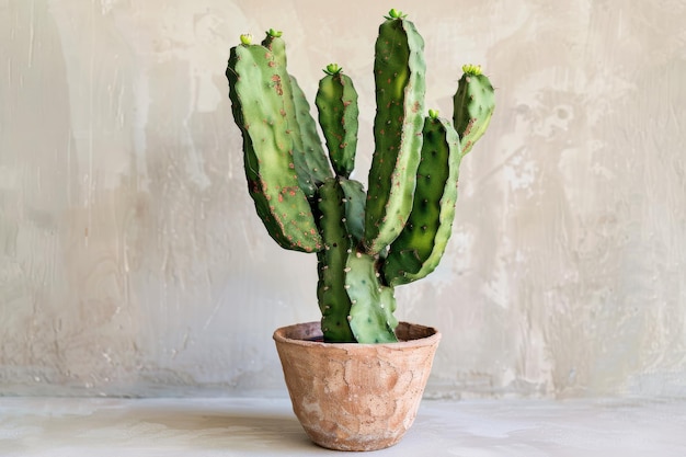Foto fotorealismo stile shoot di cactus in una pentola su uno sfondo semplice
