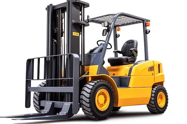 Photorealism of Yellow forklift for use in a warehouse pivotal for logisticsai generater