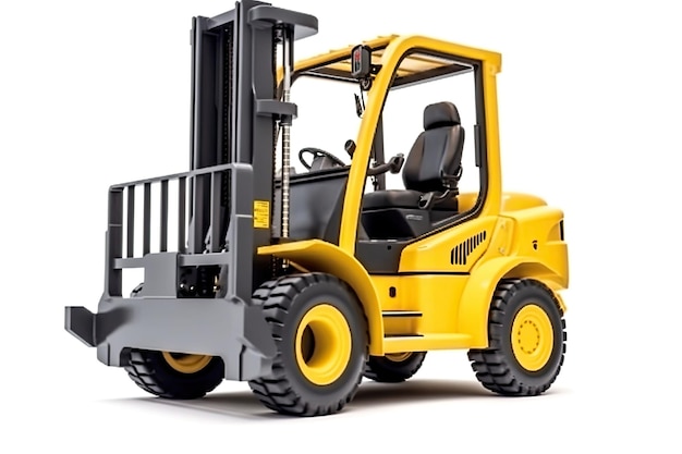 Photorealism of Yellow forklift for use in a warehouse pivotal for logisticsai generater
