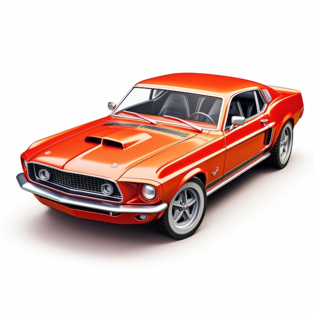 Photorealistic 3d Ford Mustang Muscle Car On White Background