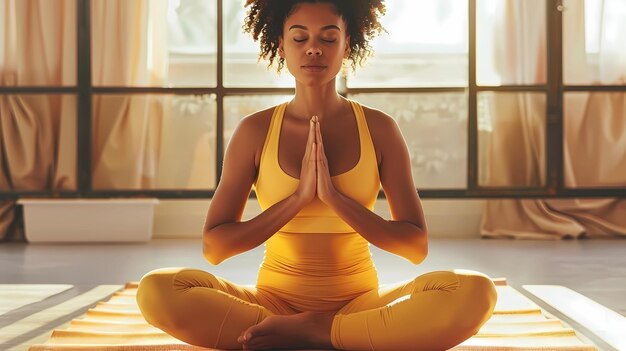 Foto immagine fotorealista dell'ia dello yoga femminile