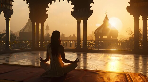 Foto immagine fotorealista dell'ia dello yoga femminile