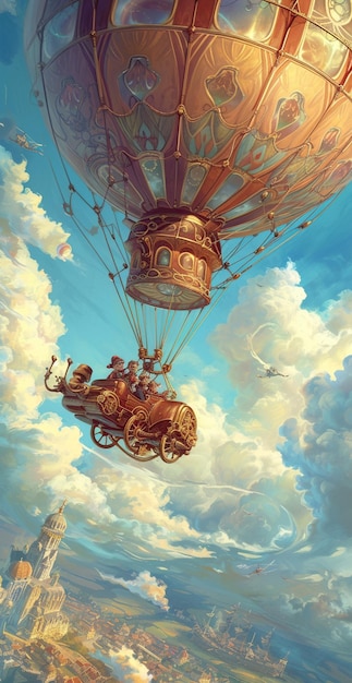 Photorealistic of the air ships as hotair balloon