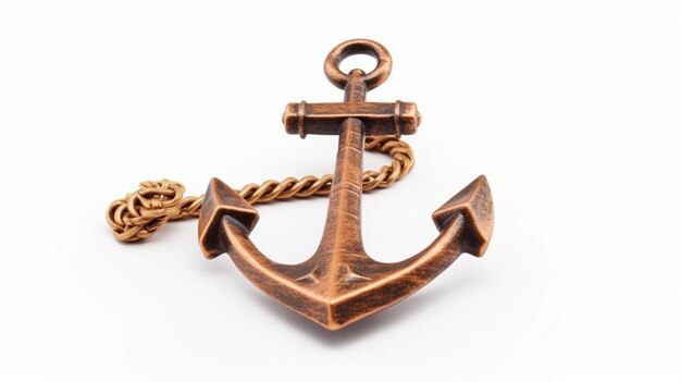 Photo a photorealistic boat anchor on a white background ai generative