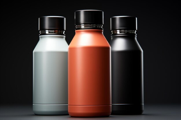 Фото Фотореалистичный макет бутылки для презентации продукта, демонстрирующий вариации дизайна и детали