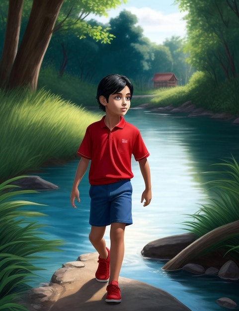 Photorealistic a boy named agus a 7 year old boy generative ai