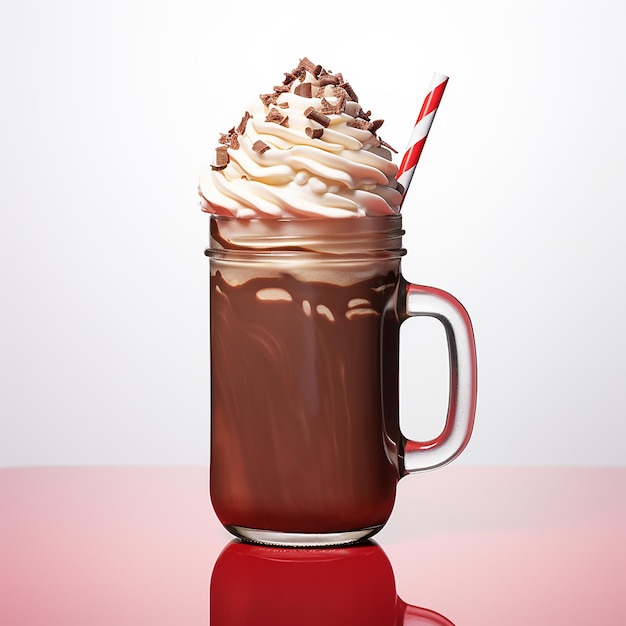 Photorealistic Chocolate Milkshakes in a Tall Clear Glass